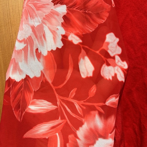 Valentines Day Womens Red Floral Knit Wrap Top Blouse Plus Size 2X Witchy Fairy - Picture 6 of 7